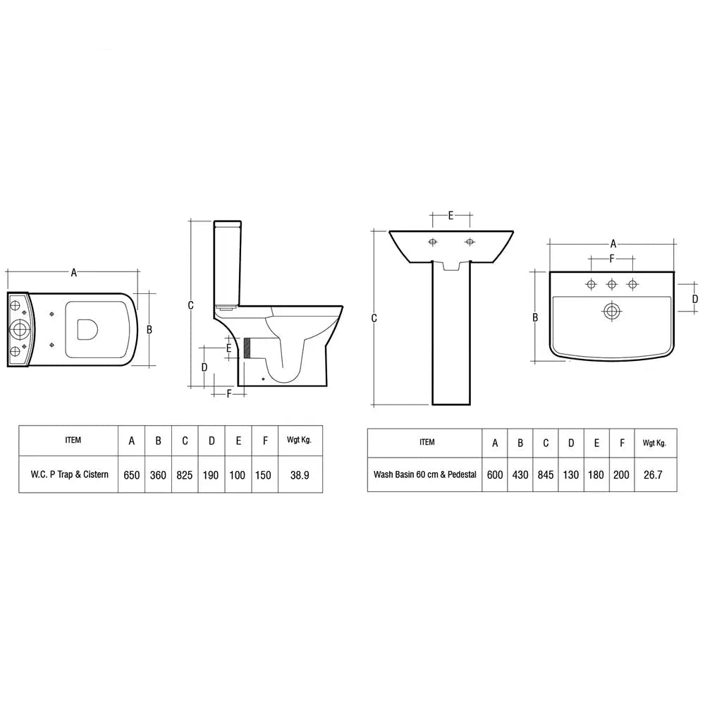 Tuskan Tiles RAK Summit White Compact Cloakroom Suite showing a modern white toilet and sink set in a compact bathroom layout.