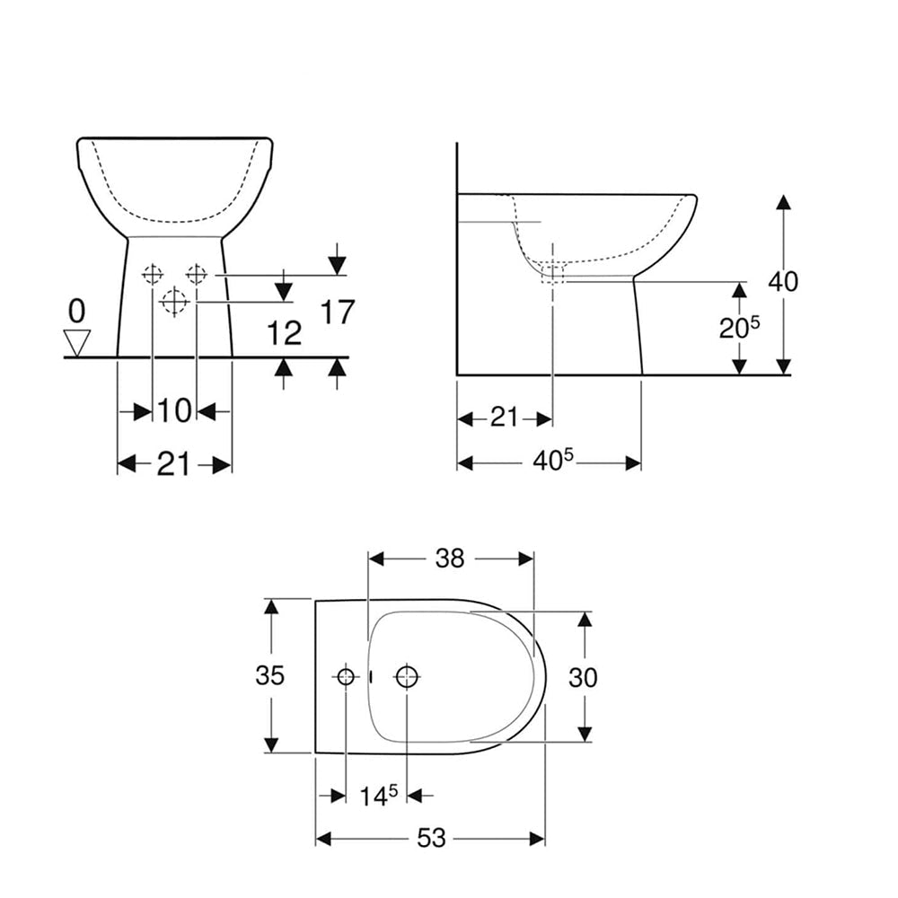 Contemporary Geberit Selnova floorstanding back-to-wall bidet with 530mm projection, shown with modern bathroom design.
