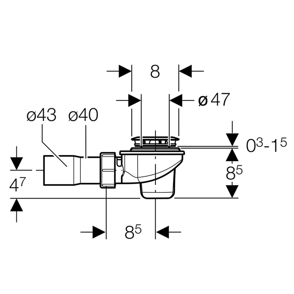 Geberit D50 Ready To Fit Shower Trap Set with Waste and Drain Cover