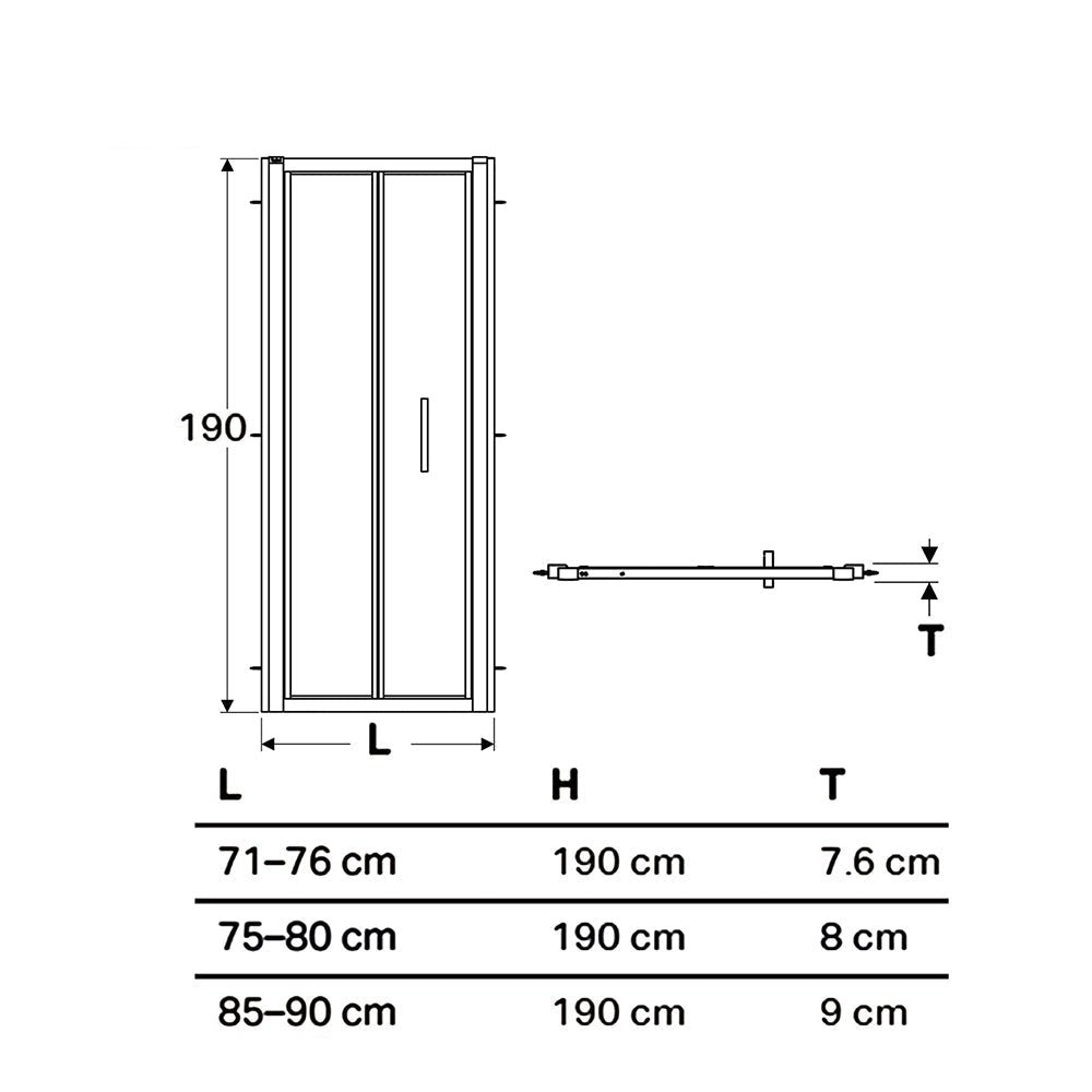 Geberit Geo Bifold Reversible Shower Door - Aluminium Silver Frame - 1900mm High