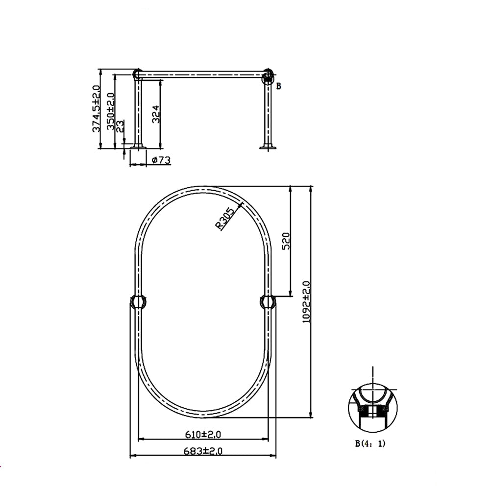 Chrome Hudson Reed oval-shaped shower ring with polished finish, designed for easy shower curtain hanging in modern bathrooms.