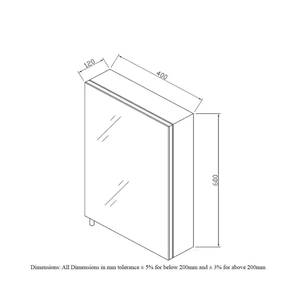 RAK Cube Stainless Steel Mirrored Cabinet - Pin Handle - 400 x 600mm - Tuskan Tiles