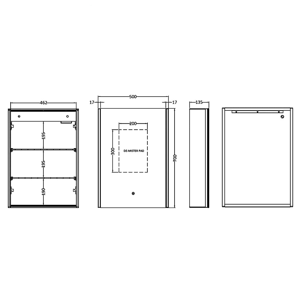 Hudson Reed Meloso Silver Wall Hung Mirror Cabinet with Shaver Socket - 500 x 700mm - Tuskan Tiles