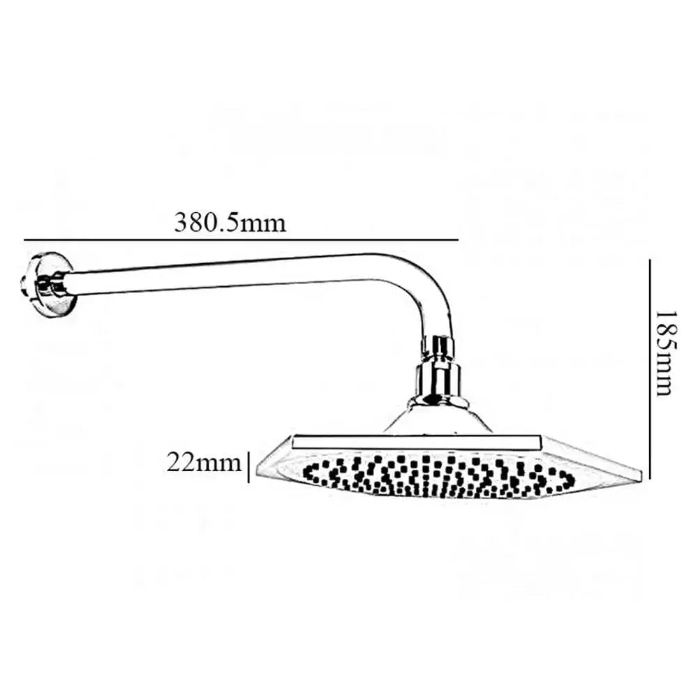 RAK Washington Traditional Fixed Chrome Pentagonal Shower Head with Arm - Single Spray Mode