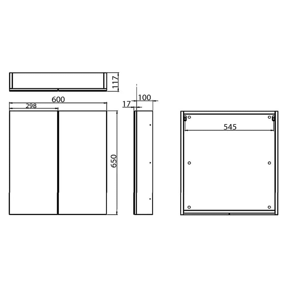 Tavistock Observe Gloss White Wall Hung Mirrored Cabinet - 2 Door - 600 x 650mm - Tuskan Tiles