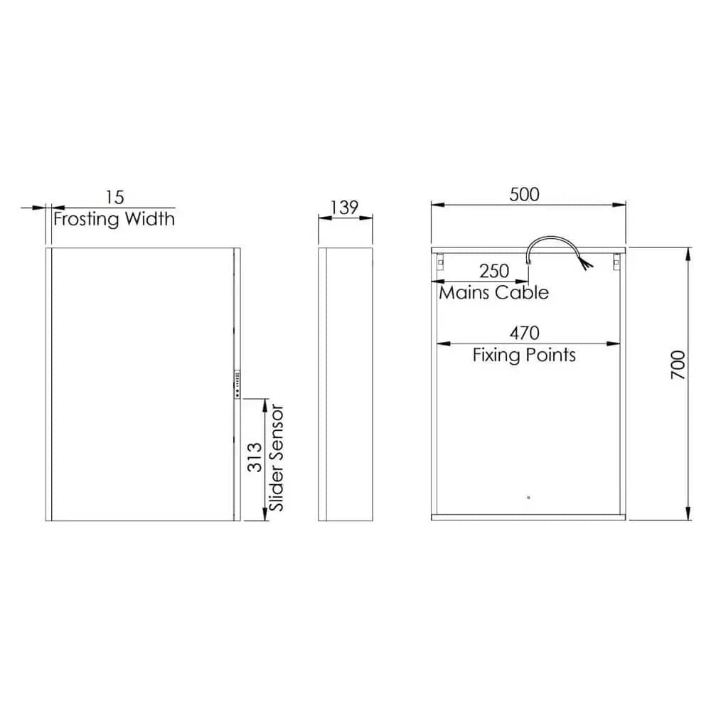 Tavistock Slide Aluminium LED Illuminated Mirror Cabinet with Shaver Socket - 500 x 700mm - Tuskan Tiles