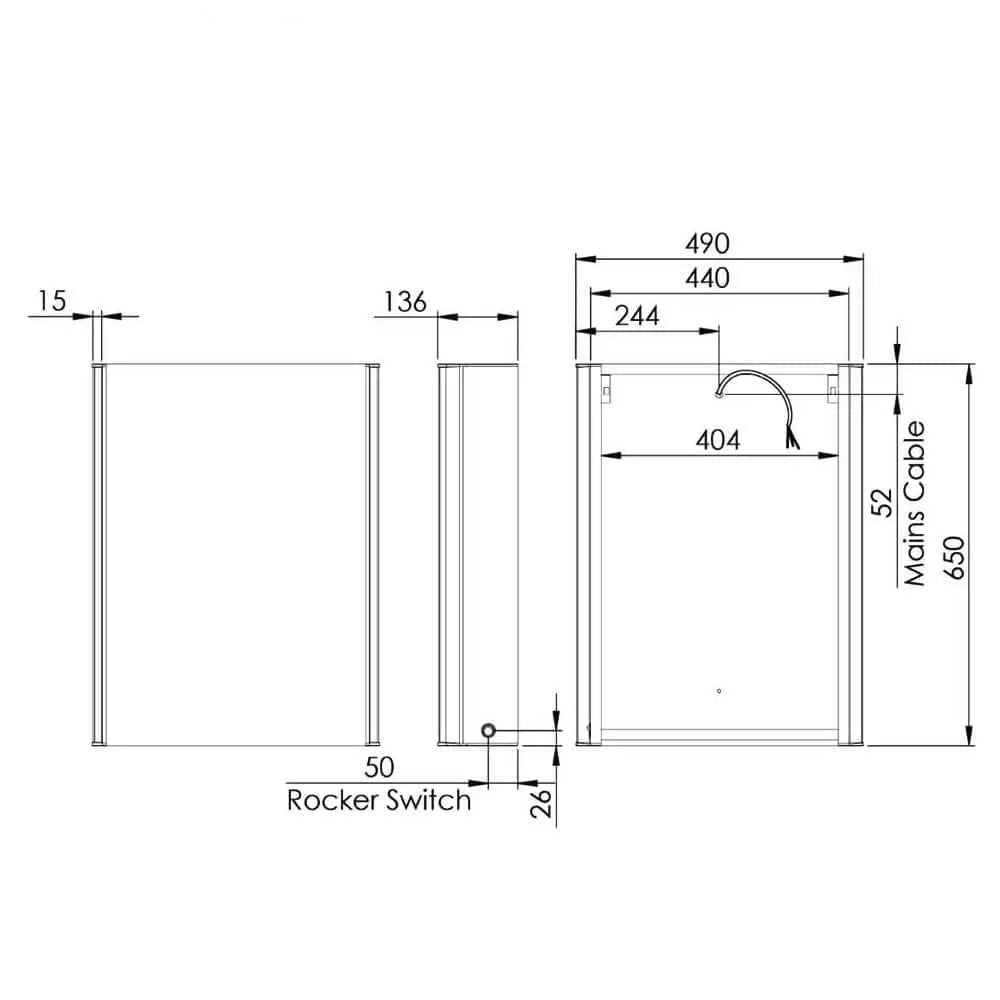 Tavistock Stride Aluminium Illuminated Mirror Cabinet - 490 x 650mm - Tuskan Tiles