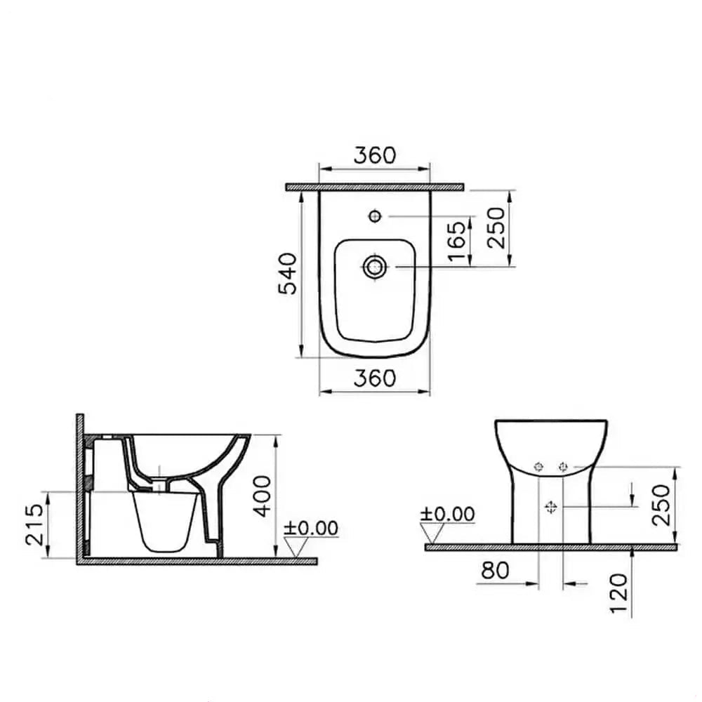 White VitrA S20 floorstanding bidet with 540mm projection, designed for modern bathroom settings.