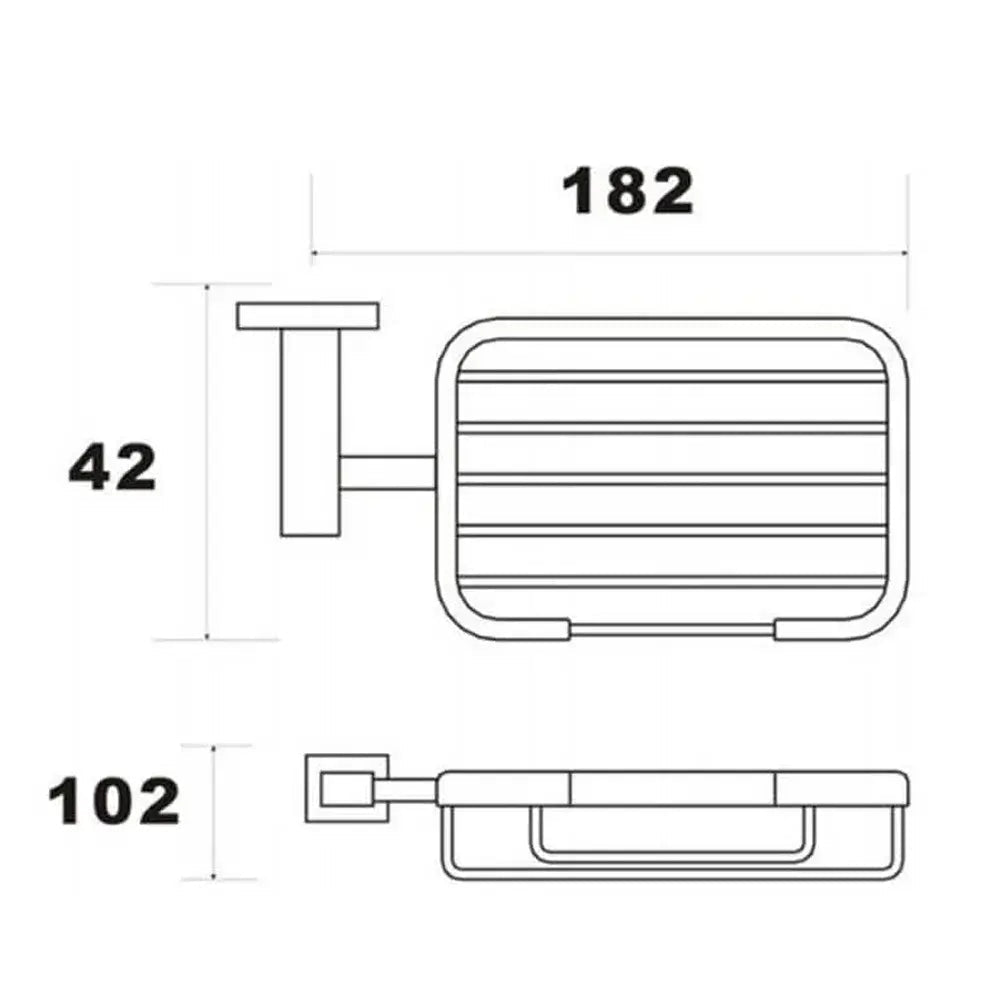 Contemporary Tuskan Tiles RAK Cubis wall-mounted wired soap basket, 182mm wide for bathroom storage.
