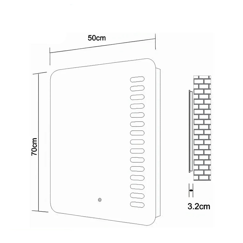 Frontline Kinsale Rectangular Frontlit LED Mirror with Demister Pad - 500 x 700mm