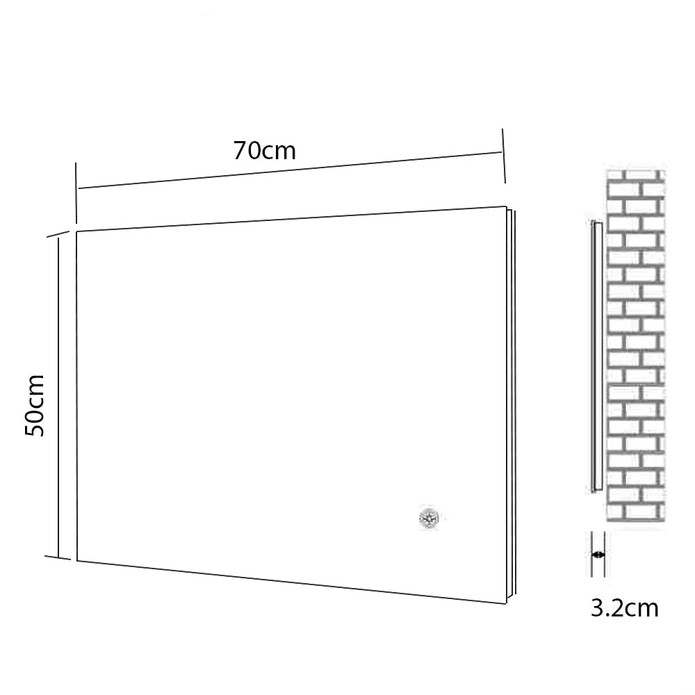 Frontline Lumiere Rectangular LED Backlit Mirror with Touch Sensor And Demister Pad - 700 x 500
