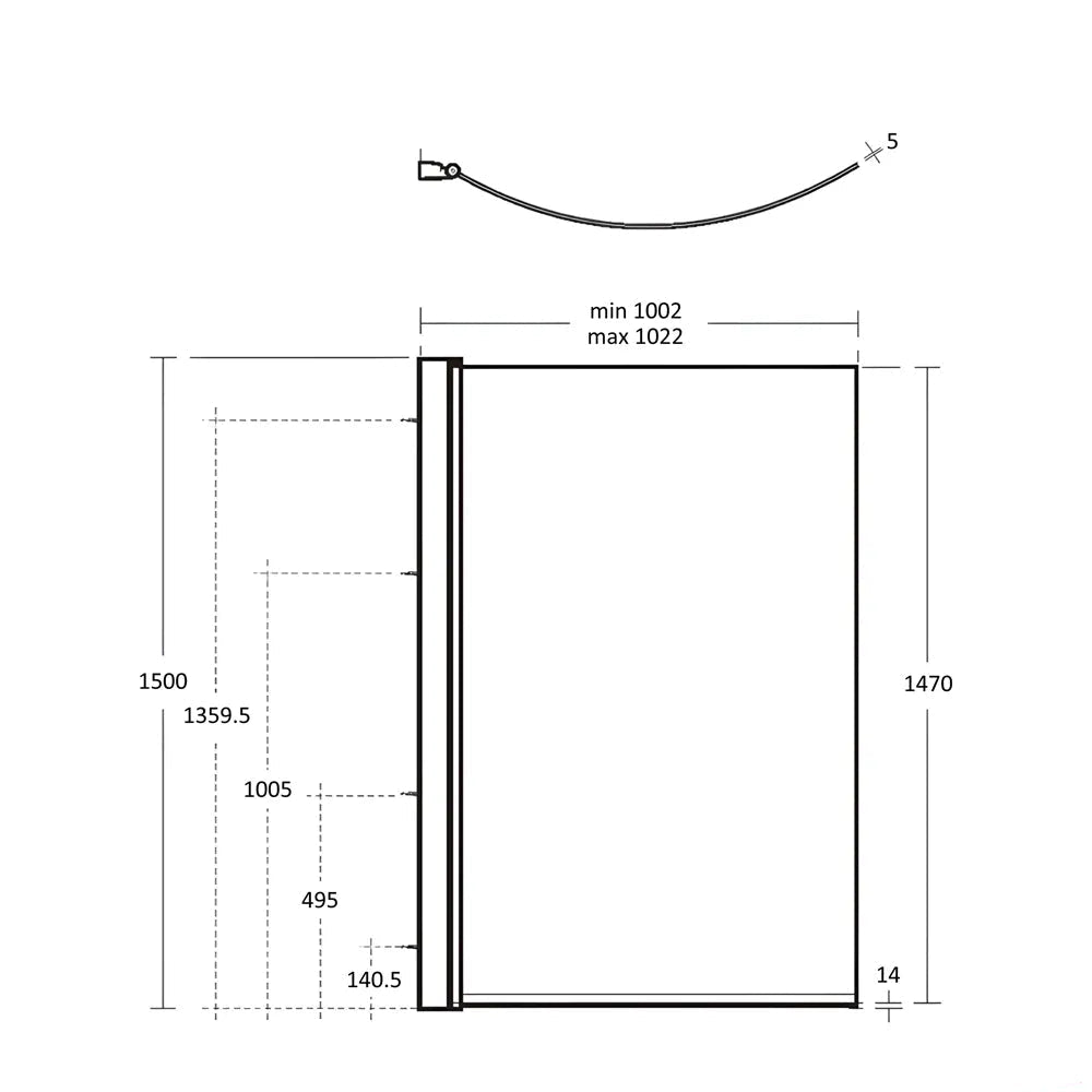 Ideal Standard Concept Pivot Frameless Curved Shower Screen - Polished Silver Profile