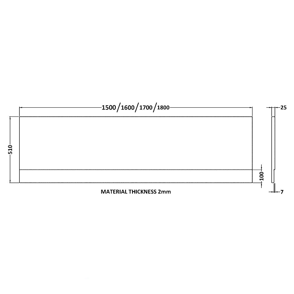 Nuie white straight acrylic bath front panel, designed for modern bathroom tubs, with a sleek, smooth finish and durable construction.