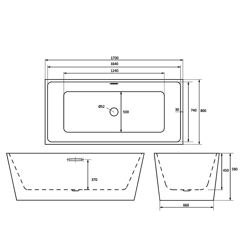 Trojan Marlborough 1700 x 800mm Freestanding Twin Skin Acrylic Bath