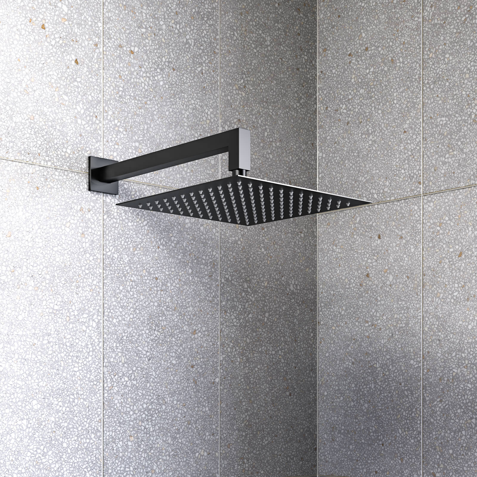 Aqua Edition Matt Black Ultra-Thin Square Fixed Overhead Rainshower