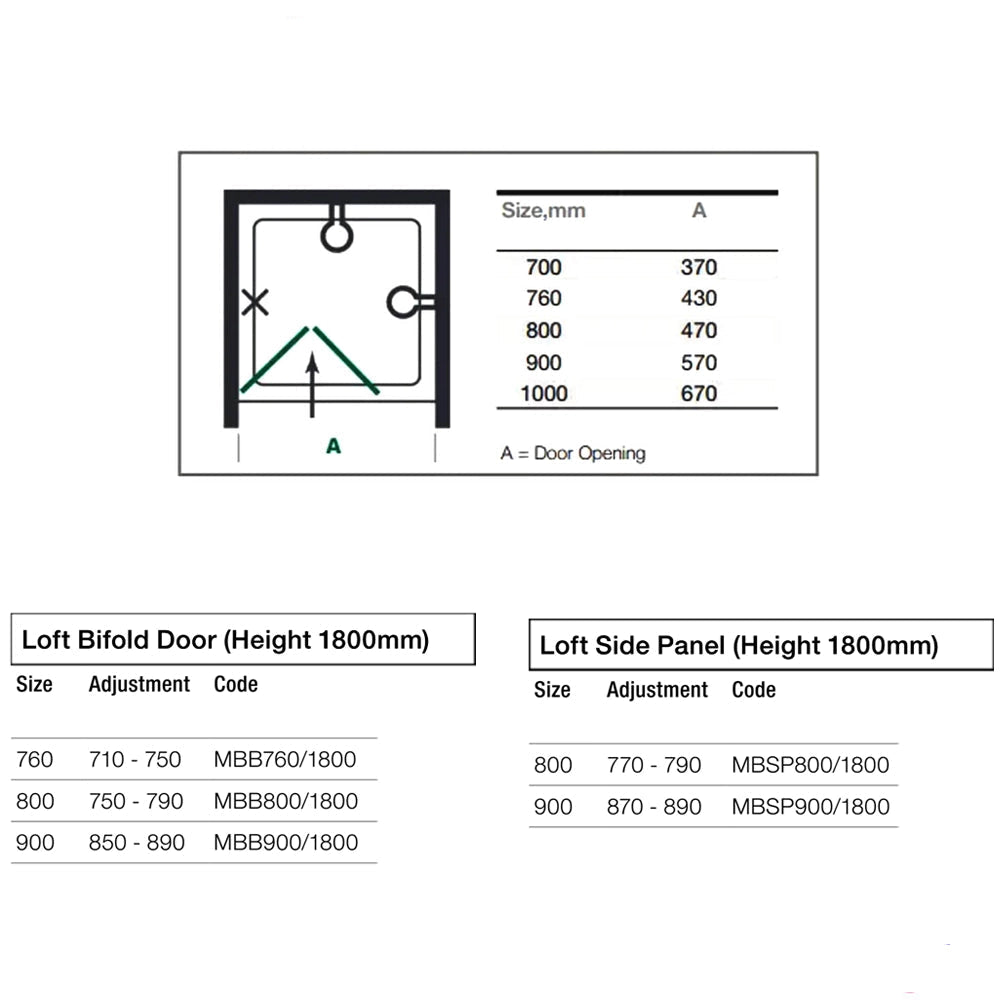 Merlyn MBOX Loft Height Bifold Shower Door - Reversible - Aluminium Frame