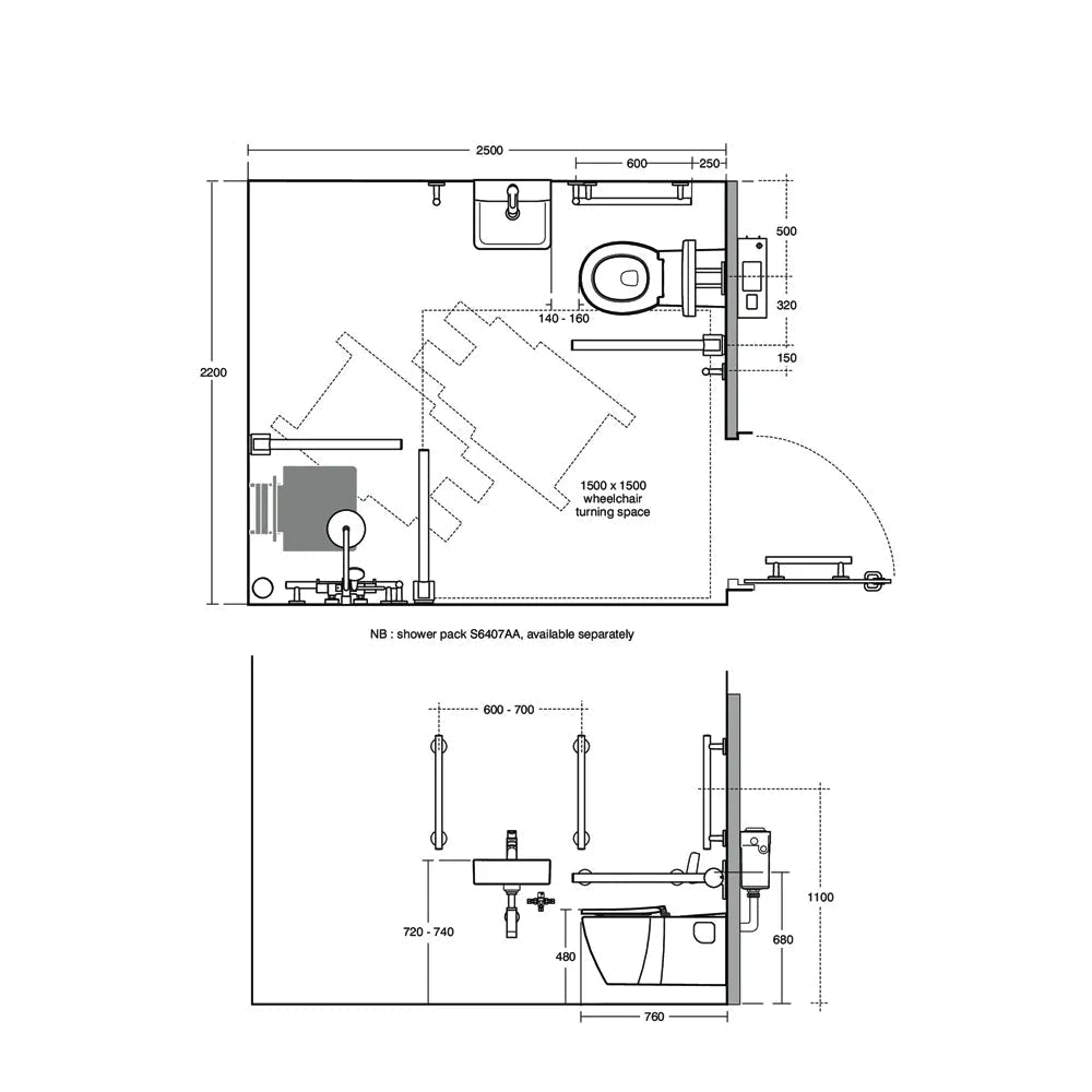 Ideal Standard Concept Freedom ensuite bathroom pack, including fixtures and fittings, by Tuskan Tiles, shown in image.