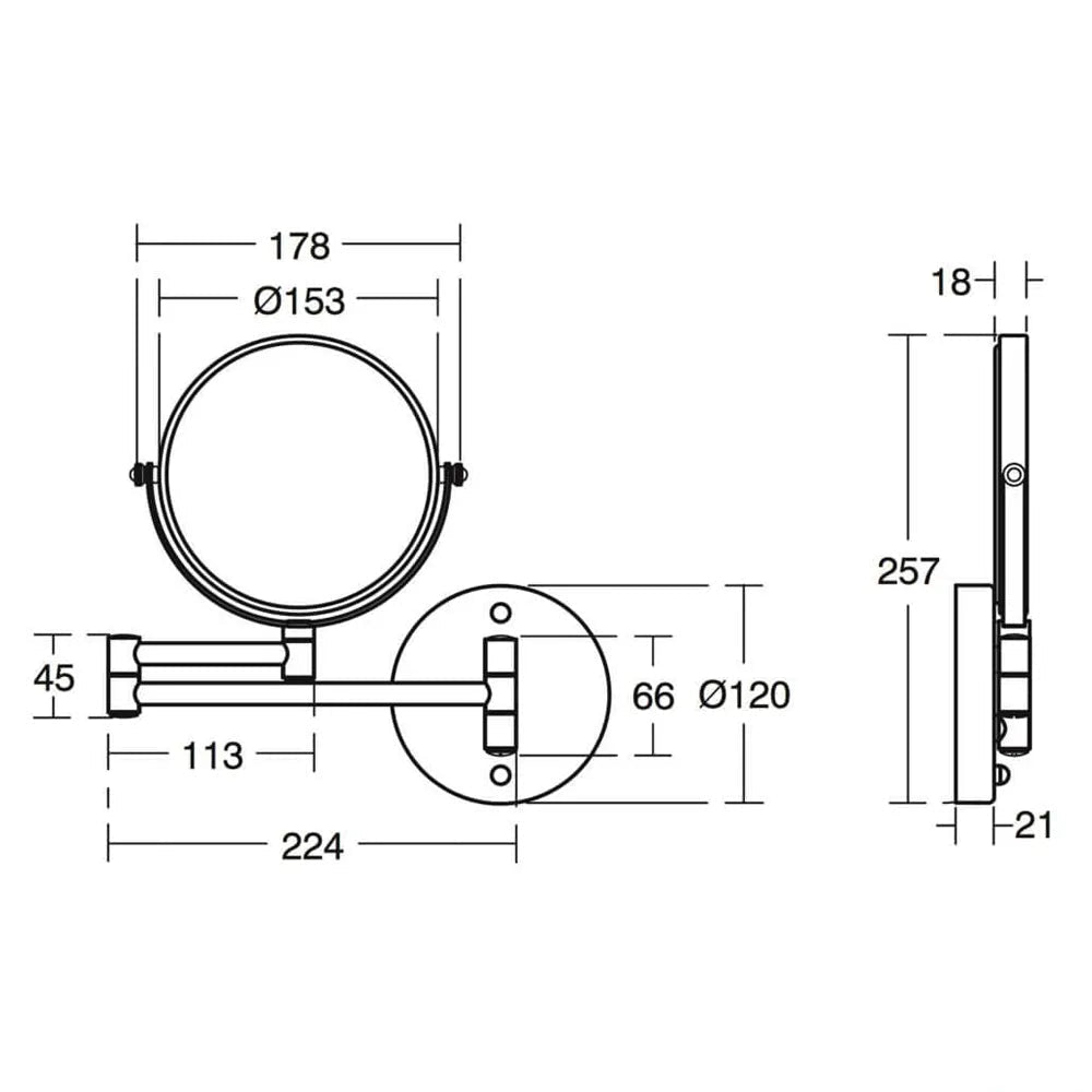 Ideal Standard IOM Round Shaving Mirror 178 x 257mm - Chrome Finish