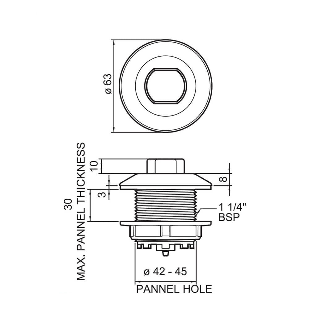 Grohe Chrome Single Flush Air Button - Chrome - 63 x 63mm
