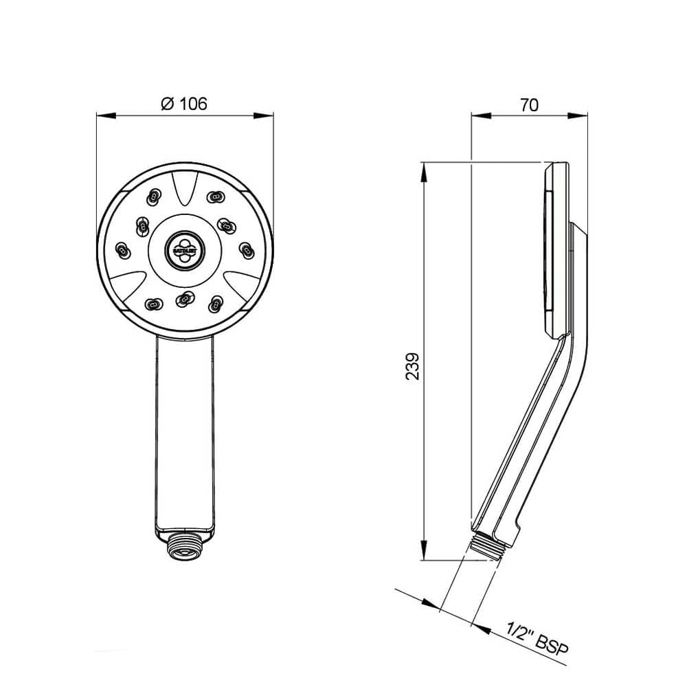Methven Kiri Satinjet Round Chrome Shower Handset - Low Flow