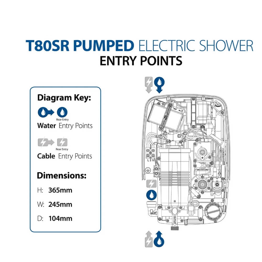 Triton White Electric Pumped Shower with Slide Rail Kit - Silent Running - 8.5 kW