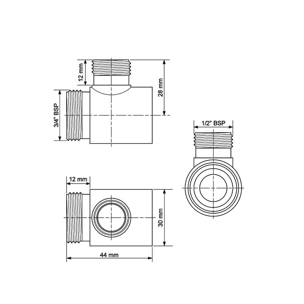 Chrome Triton Bar mixer fixing exposed pipework with sleek, modern design for bathroom or kitchen installation.
