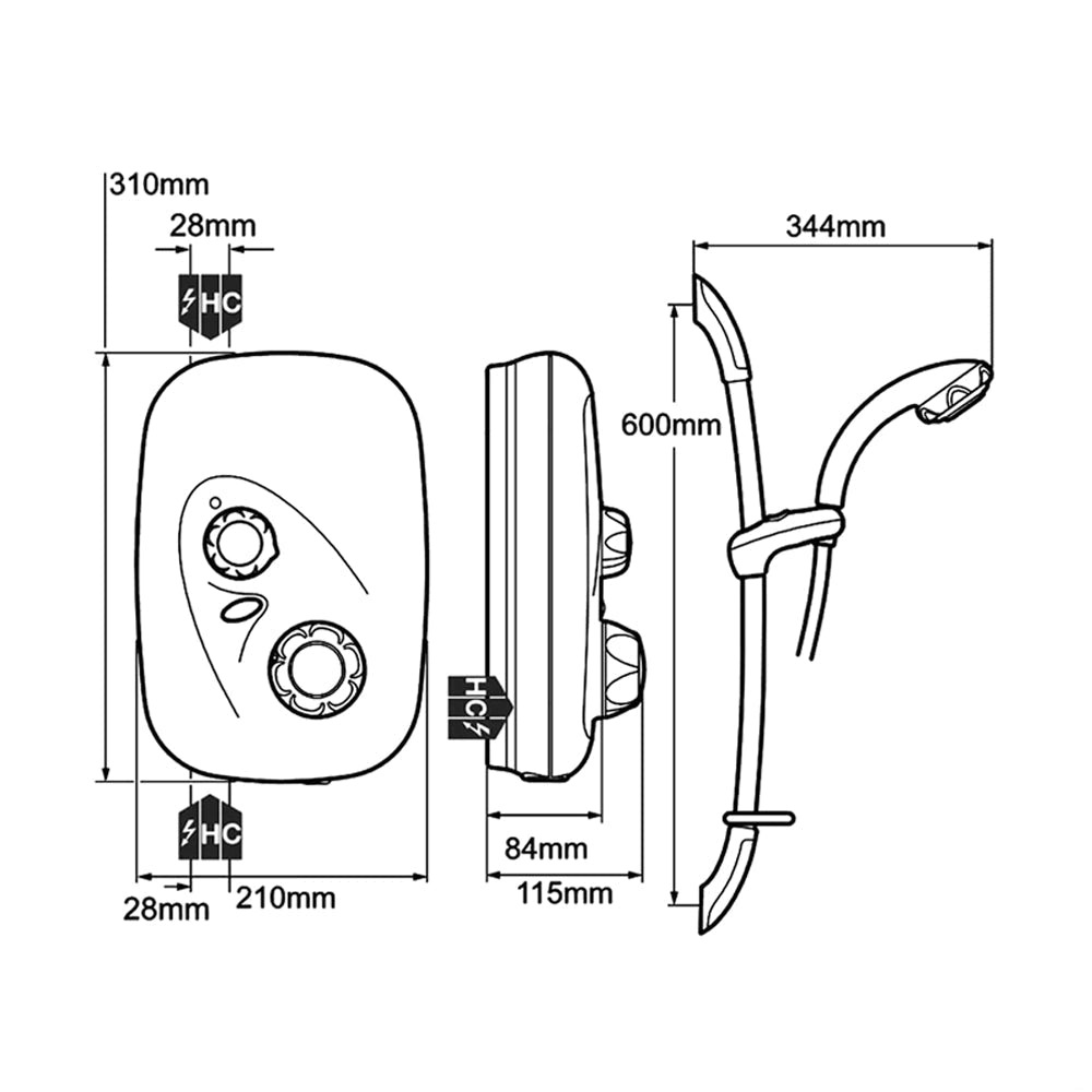 Mira Event XS Thermostatic Power Shower White And Chrome