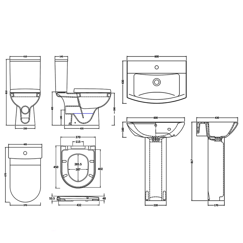 Contemporary white Nuie Asselby toilet and basin pack with modern design, ideal for stylish bathroom setups.