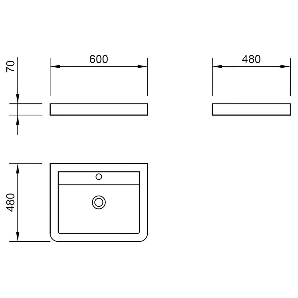 IMEX Flite White 600 x 480mm 1 Tap Hole Basin
