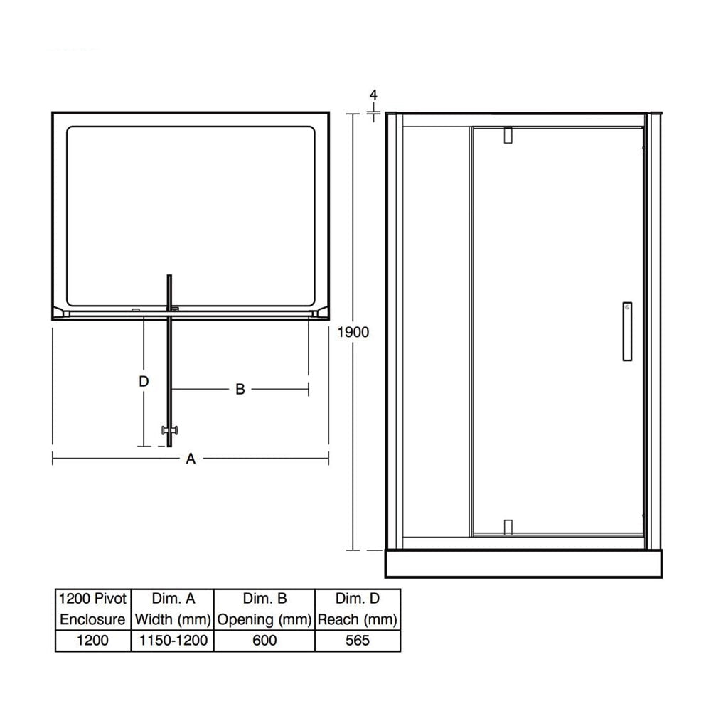Ideal Standard Synergy Pivot Shower Door with Panel - Bright Silver Frame - 1200 x 1900mm