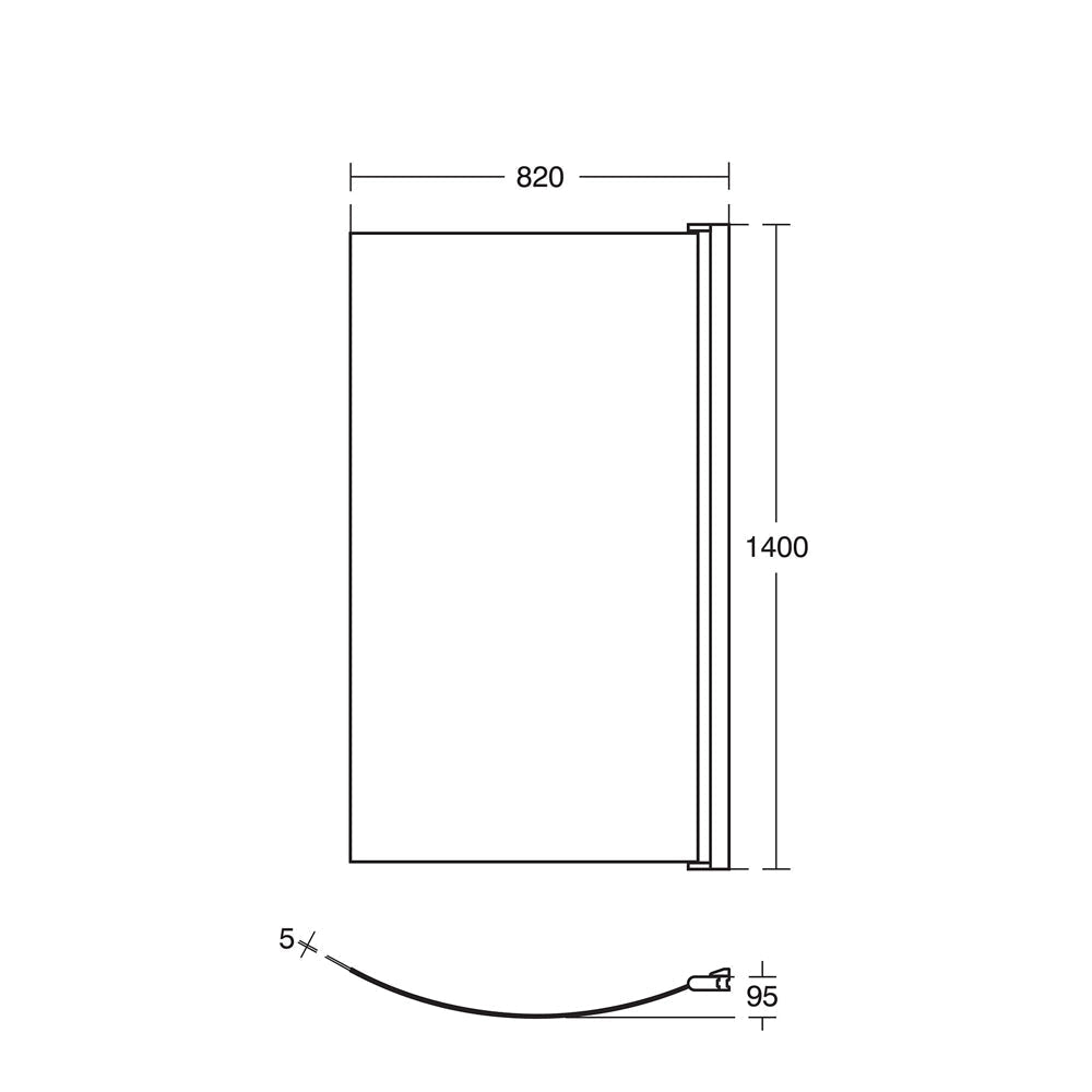 Ideal Standard Tempo Arc Pivot Frameless Bath Screen - Silver Profile - 820 x 1400mm