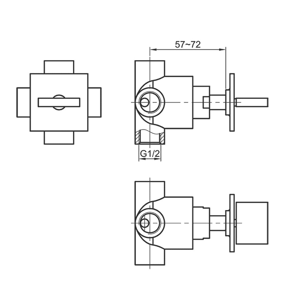 IMEX Bloque Chrome Wall Mounted Concealed 4 Way Diverter Valve - BQ4WDIV