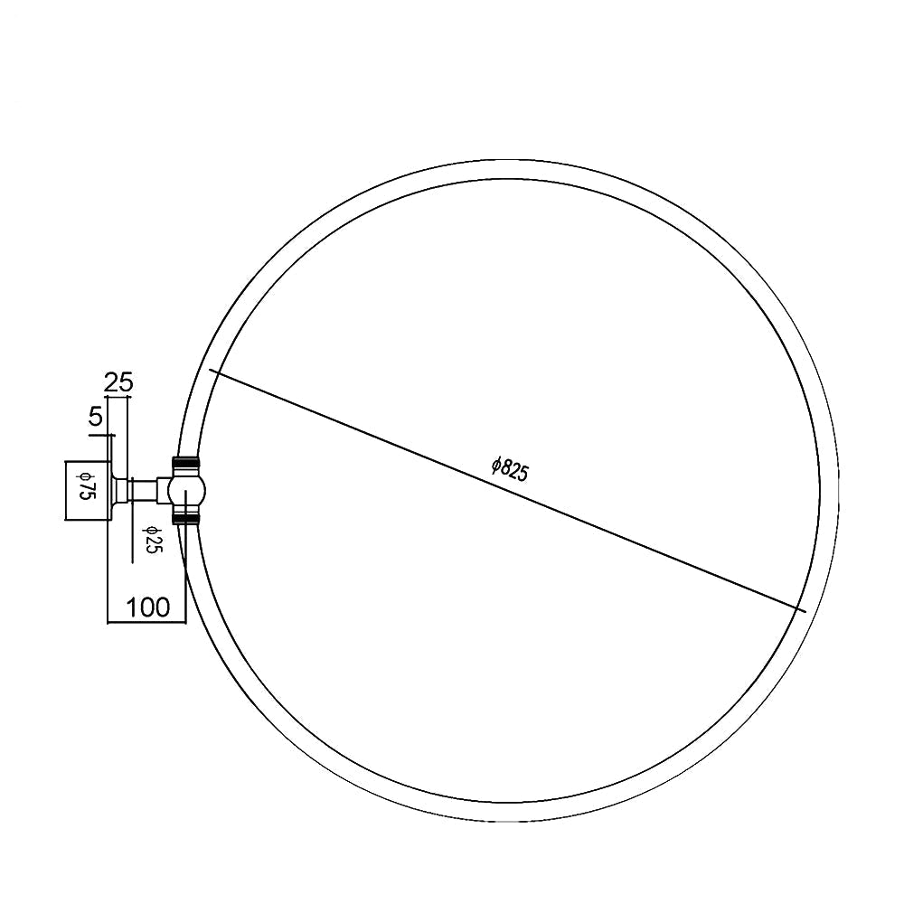 Chrome ring for Nuie round shower curtain, 825mm diameter, designed for easy hanging and a sleek bathroom look.