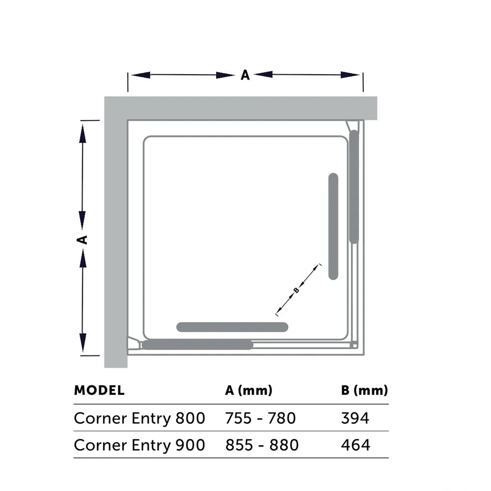 Ideal Standard I-Life 2-Door Corner Entry Sliding Shower Cubicle - 2000mm High - Bright Silver