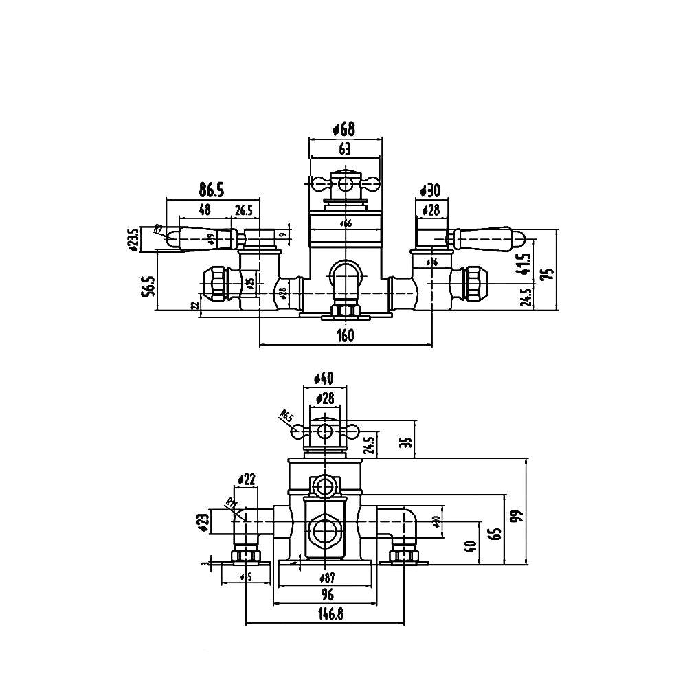 Hudson Reed Topaz Traditional Exposed Thermostatic Shower Valve - 3 Control