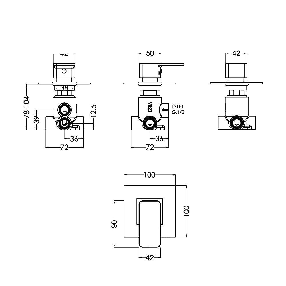 Nuie Windon Concealed 2-3-4 Way Diverter