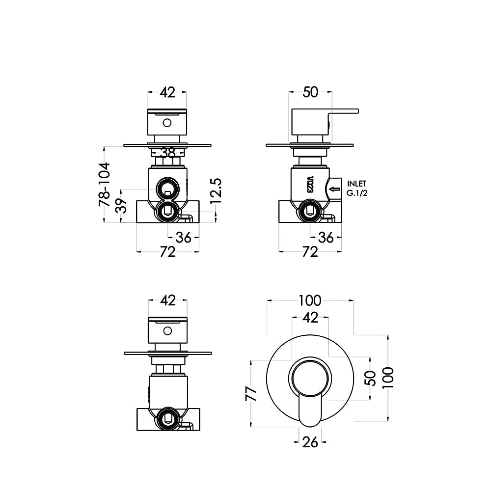 Nuie Binsey 2-3-4 Way Concealed Diverter