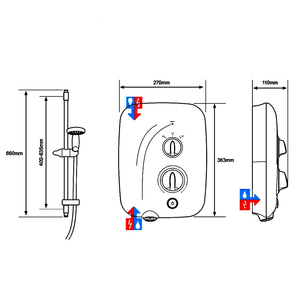 Mira Elite SE Electric Pumped Shower with Slide Rail Kit - White and Chrome