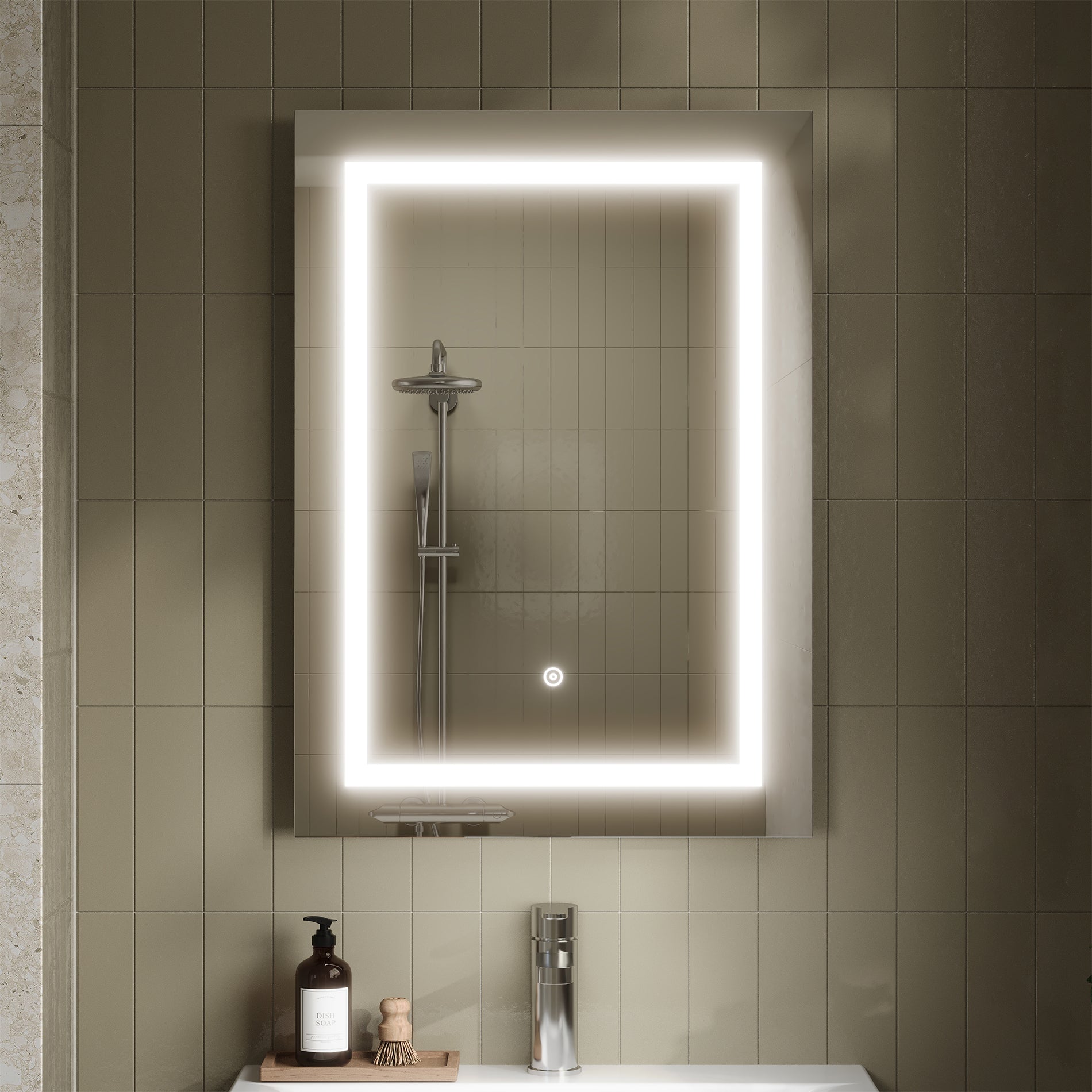 Hudson Reed Sculptor Portrait Frontlit LED Mirror with Demister Pad - 500 x 700mm