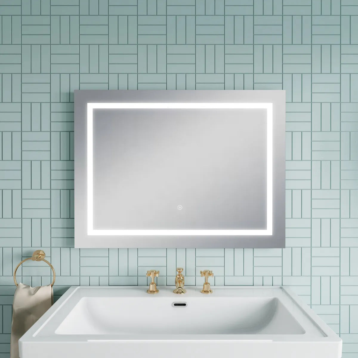 Hudson Reed Enif Landscape Aluminium Frontlit LED Mirror with Demister Pad - 800 x 600mm