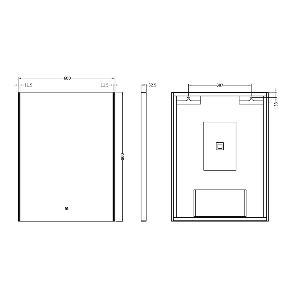 Hudson Reed Cepheus Portrait LED Mirror with Demister Pad 600 x 800mm - Film-Backed Glass
