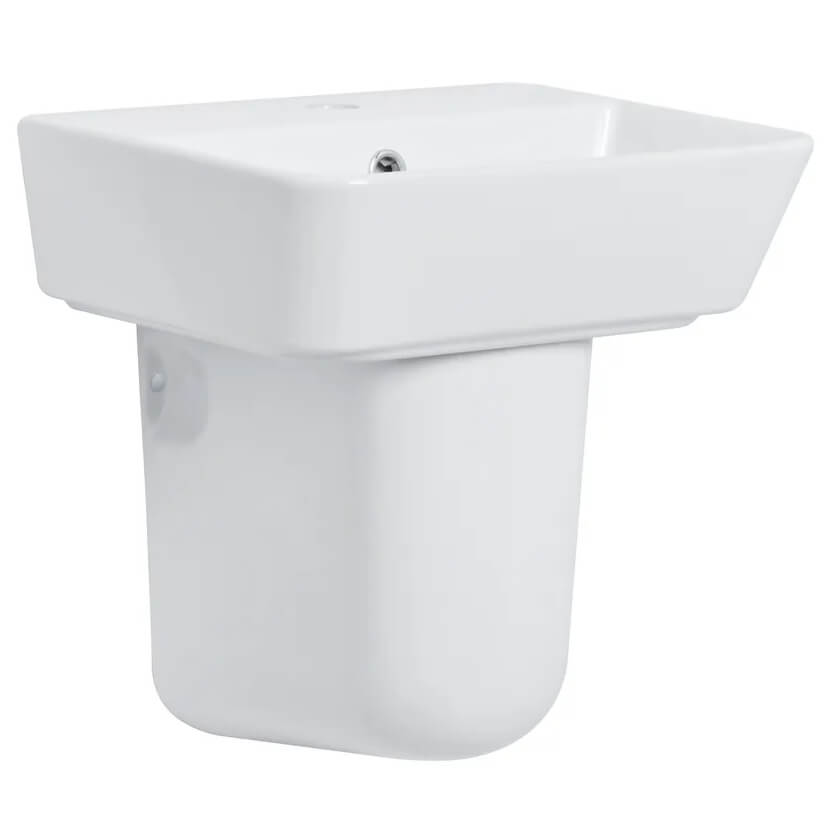 Tavistock Compass Cloakroom White Square Basin with Pedestal - 421 x 357mm