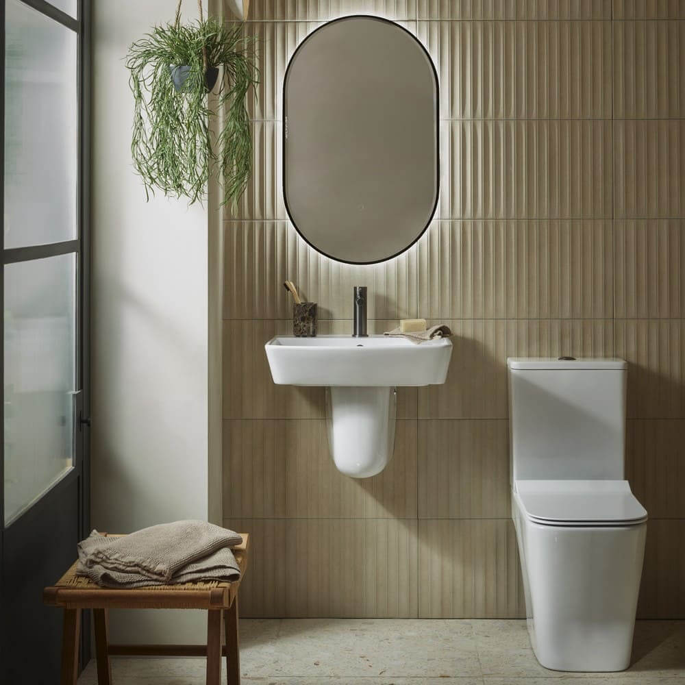 Tavistock Compass Cloakroom White Square Basin with Pedestal - 421 x 357mm