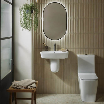 Tavistock Compass Cloakroom White Square Basin with Pedestal - 421 x 357mm