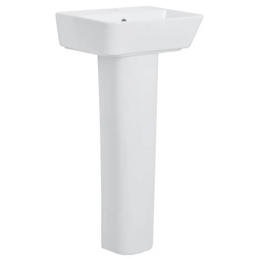 Tavistock Compass Cloakroom White Square Basin with Pedestal - 421 x 357mm