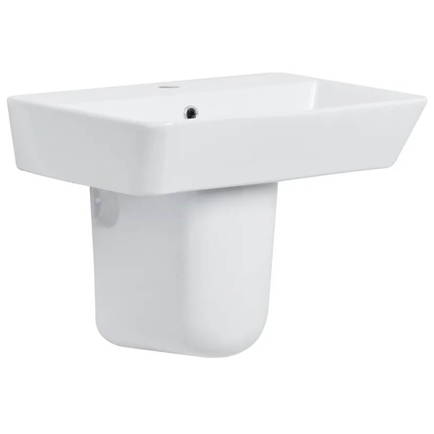 Tavistock Compass White Rectangular Basin with Pedestal - 550 x 425mm