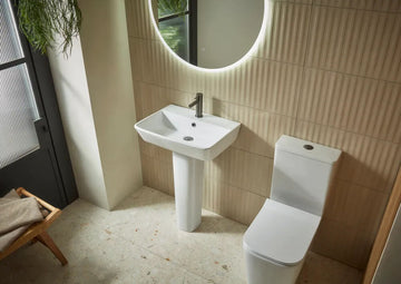 Tavistock Compass White Rectangular Basin with Pedestal - 550 x 425mm