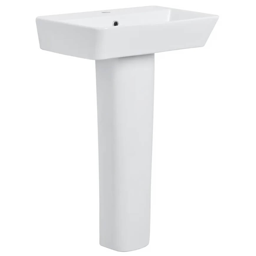 Tavistock Compass White Rectangular Basin with Pedestal - 550 x 425mm