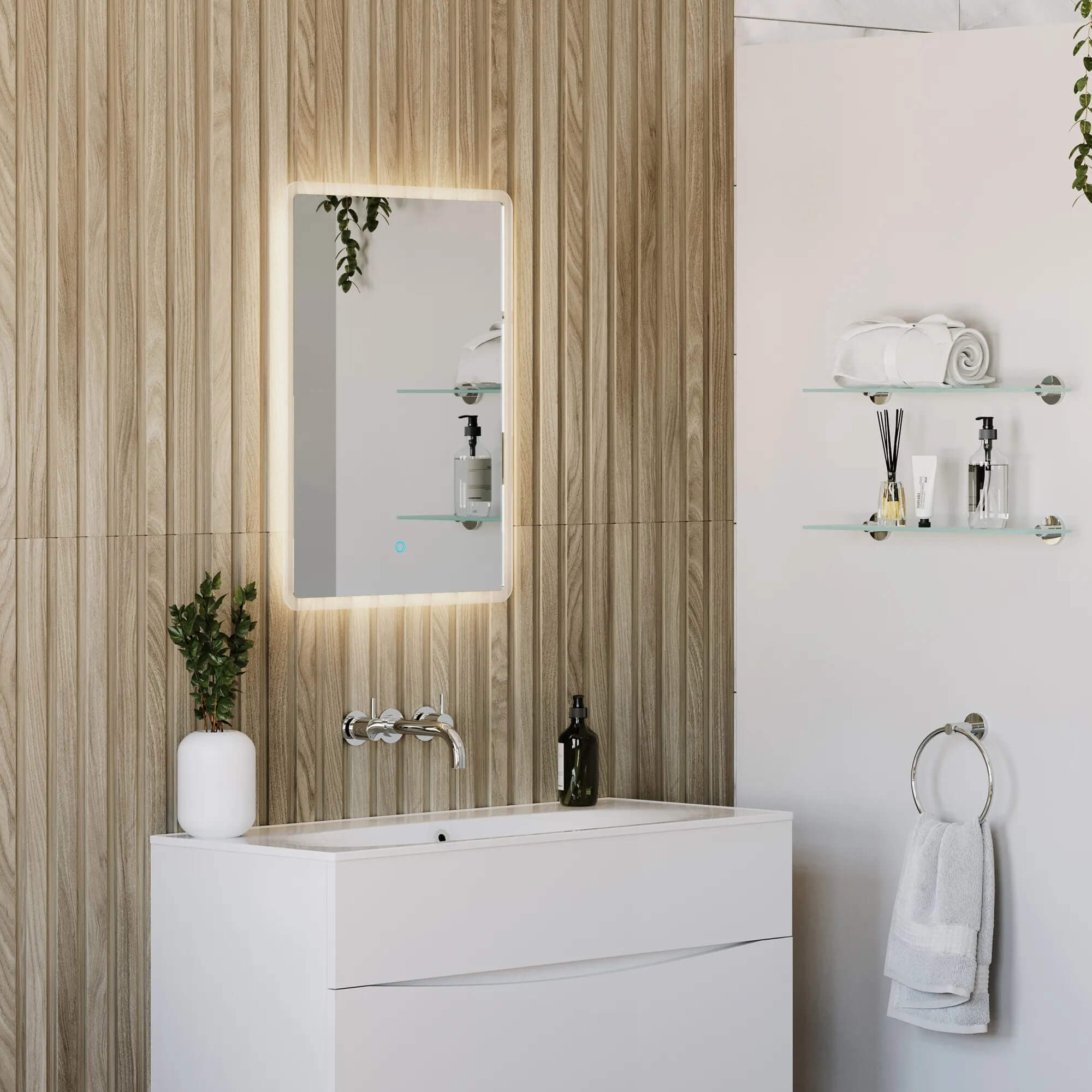 Sensio Celestia Rectangle Borderlit LED Mirror with Demister Pad - 500 x 700mm