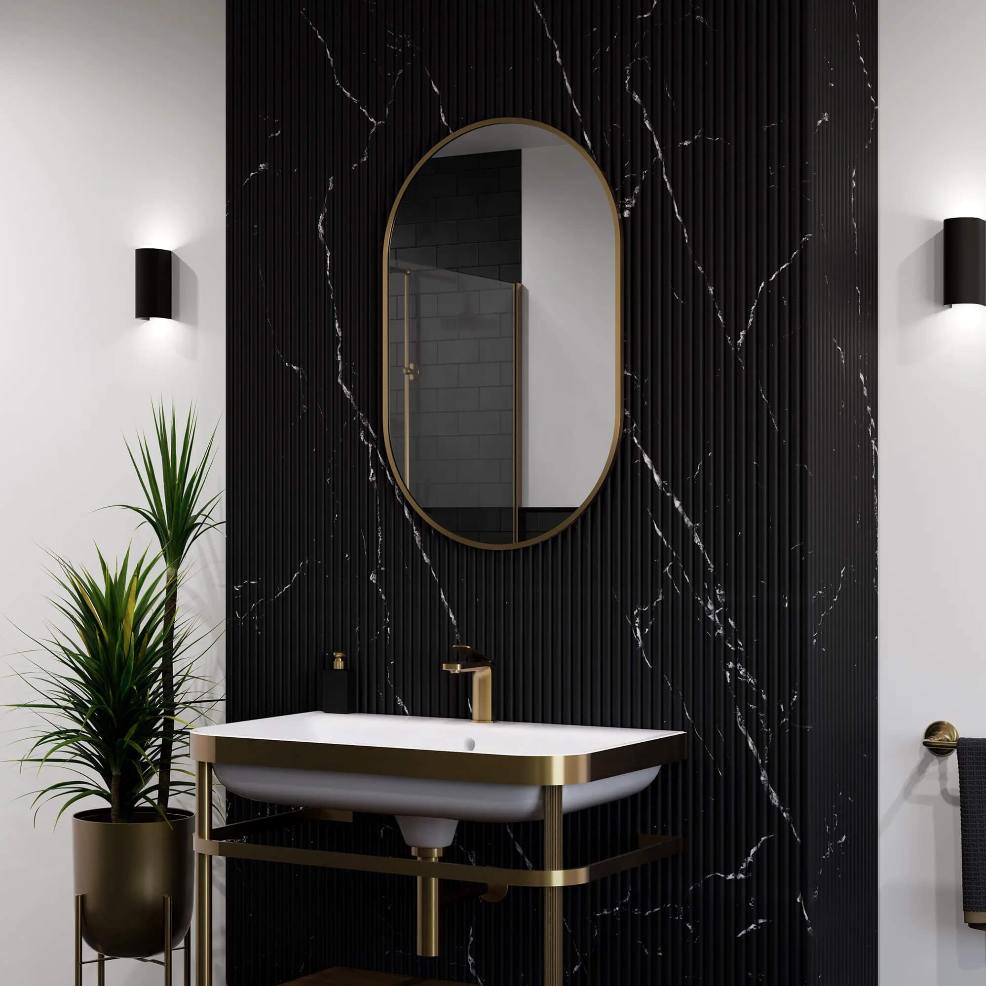 Sensio Eldon Contemporary Non-Illuminated Pill Shaped Mirror - Aluminium Frame